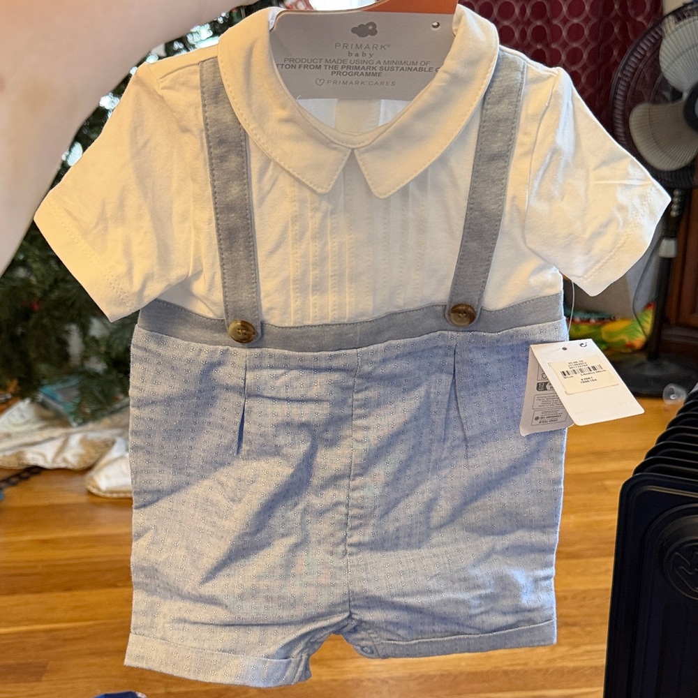 Primark White and Light Blue Kids Bodysuit